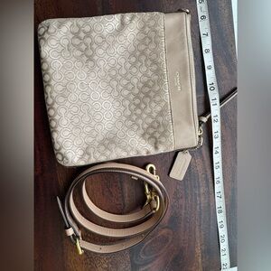 Coach Signature Pattern Tan Crossbody Bag